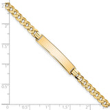 14k Polished Solid Chain/Solid Plate Flat Curb Link 32.5x6.5mm Plate 7 inch ID Bracelet LID74