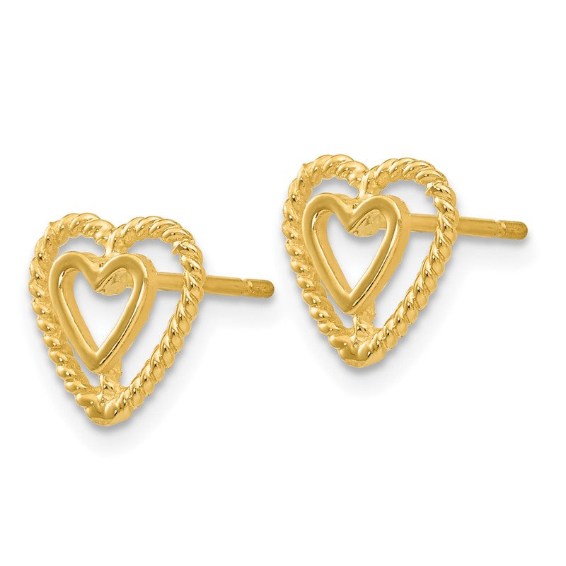 14k Polished Open Heart-in-Heart Post Earrings S1346