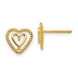 14k Polished Open Heart-in-Heart Post Earrings S1346