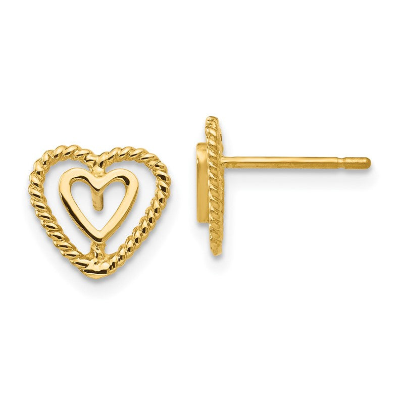 14k Polished Open Heart-in-Heart Post Earrings S1346