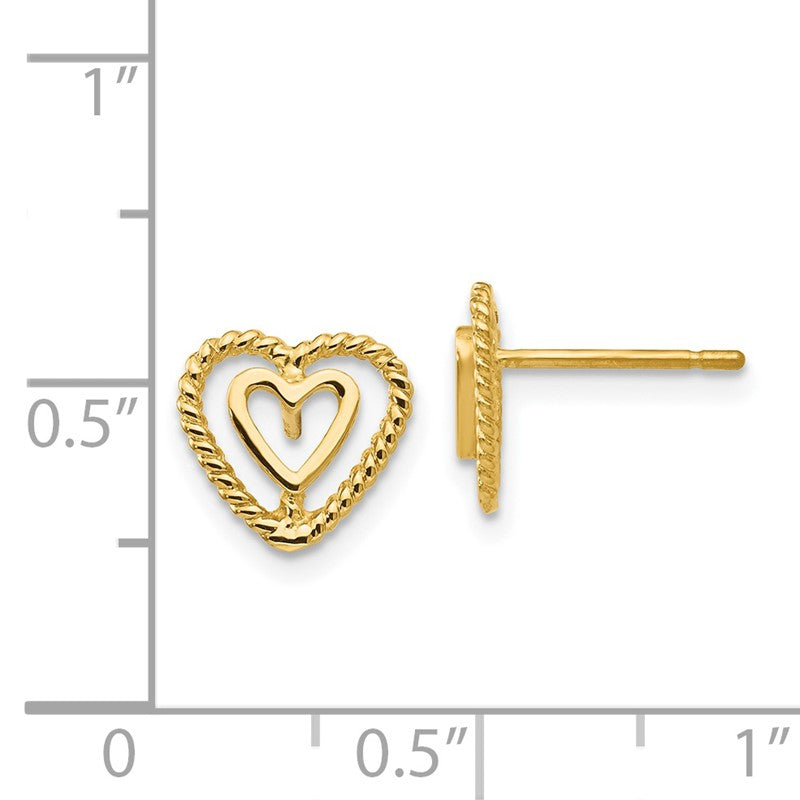 14k Polished Open Heart-in-Heart Post Earrings S1346