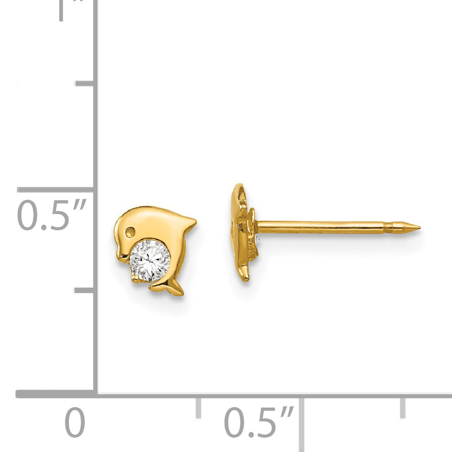 Inverness 14k Dolphin CZ Post Piercing Earrings 850E