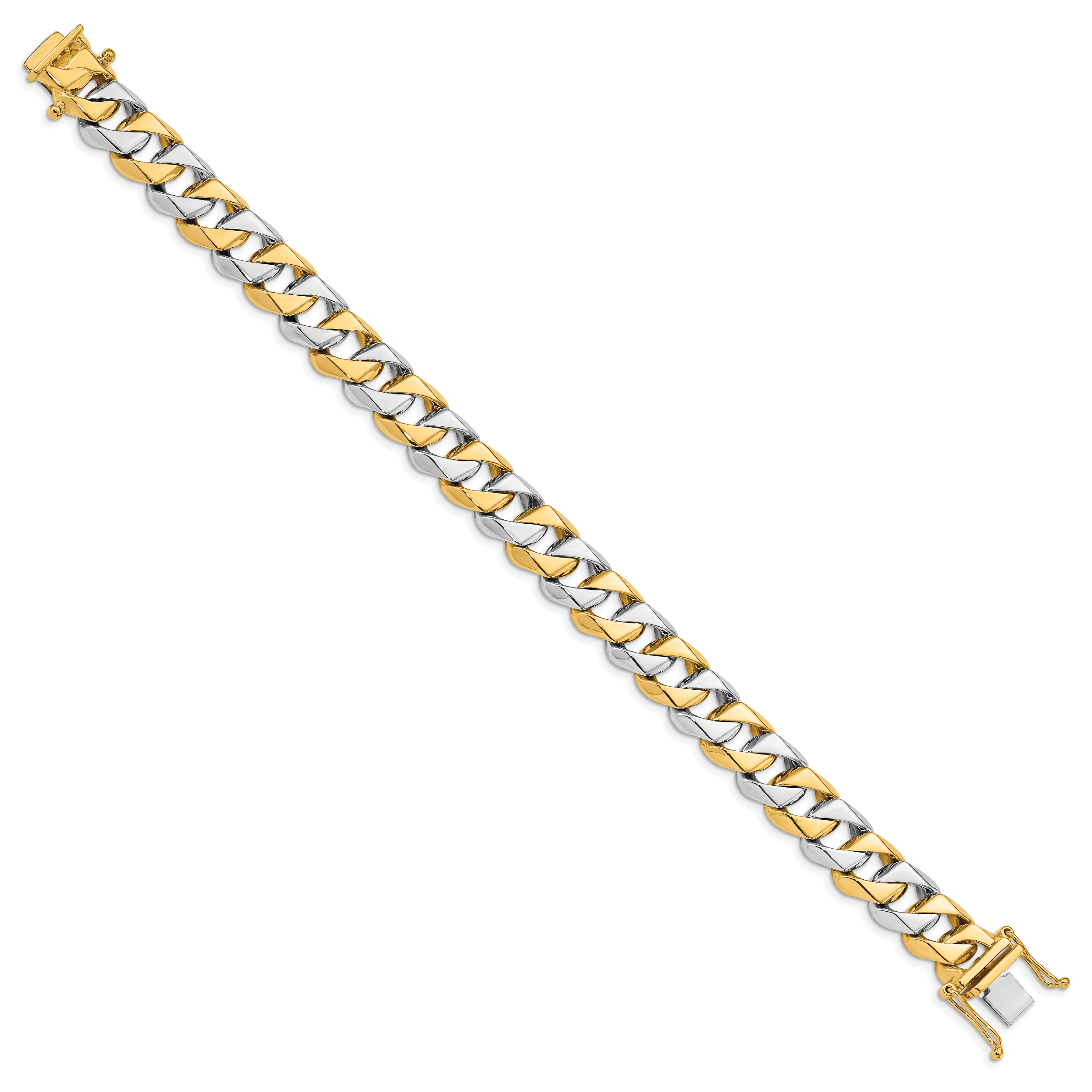14K Two-tone 20 inch 11.2mm Hand Polished Fancy Link with Box Catch Clasp Chain LK520