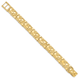 14k Polished and Textured 12.50mm 7 inch Nugget Bracelet NB12