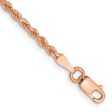 14K Rose Gold 10 inch 2mm Diamond-cut Rope with Lobster Clasp Anklet 016R