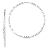 14k White Gold 1.35x55mm Diamond-cut Square-Tube Endless Hoop Earrings TF1002W