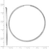 14k White Gold 1.35x55mm Diamond-cut Square-Tube Endless Hoop Earrings TF1002W