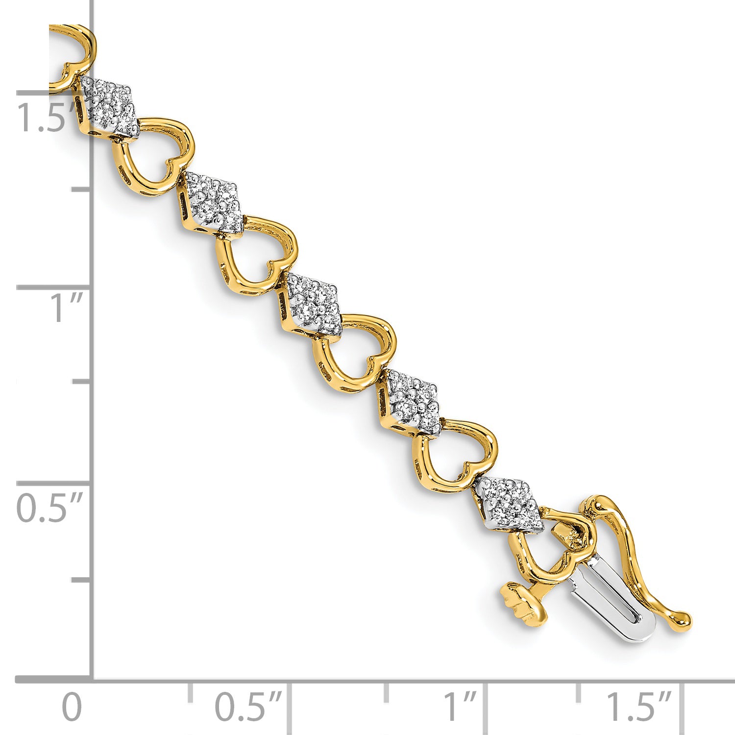 14k Complete 1.08 carat Diamond Heart Link 7 inch Bracelet BM4608