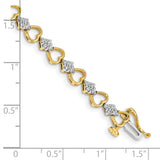 14k Complete 1.08 carat Diamond Heart Link 7 inch Bracelet BM4608