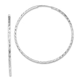 14k White Gold 1.35x40mm Diamond-cut Square-Tube Endless Hoop Earrings TF999W