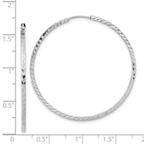 14k White Gold 1.35x40mm Diamond-cut Square-Tube Endless Hoop Earrings TF999W
