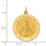 14k Polished and Satin Solid Miraculous Medal Round Pendant XR1766