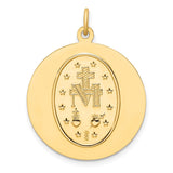 14k Polished and Satin Solid Miraculous Medal Round Pendant XR1766