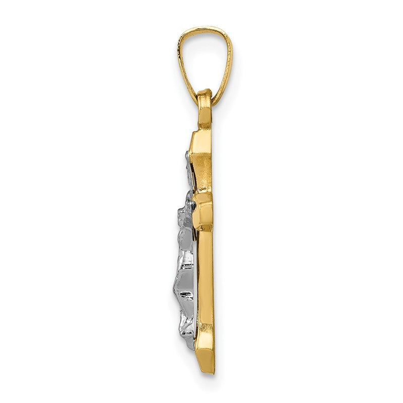 14k Two-tone INRI Hollow Crucifix Pendant XR314