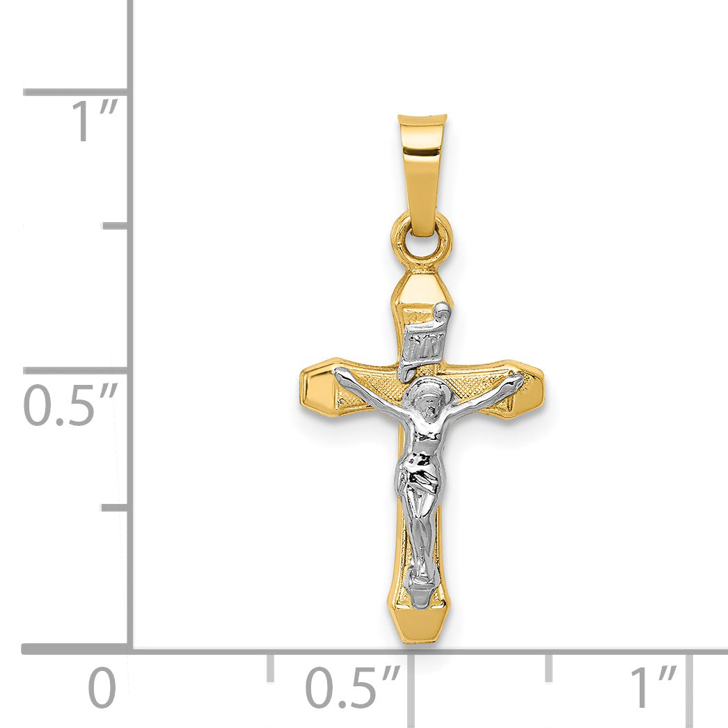 14k Two-tone INRI Hollow Crucifix Pendant XR314