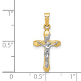 14k Two-tone INRI Hollow Crucifix Pendant XR314