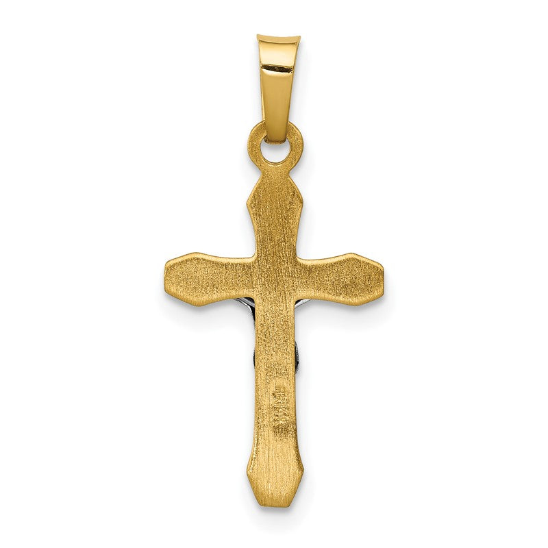 14k Two-tone INRI Hollow Crucifix Pendant XR314