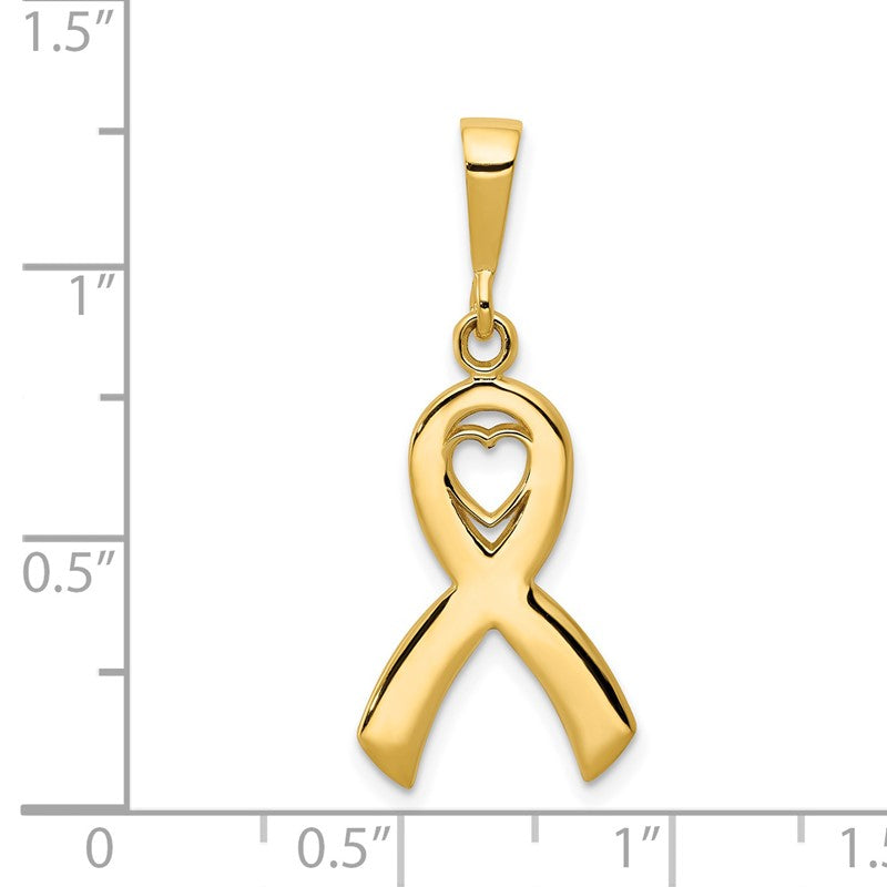 14k Heart In Awareness Ribbon Pendant K3211