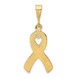 14k Heart In Awareness Ribbon Pendant K3211