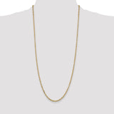 14K 26 inch 3mm Diamond-cut Round Open Link Cable with Lobster Clasp Chain PEN206