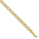 14k 5mm Solid Double Link 7 inch Charm Bracelet DO502