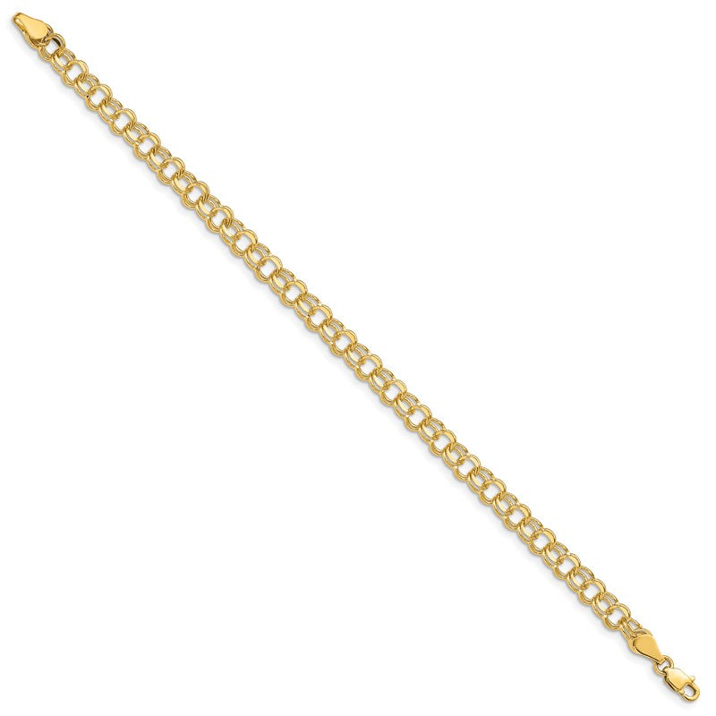 14k 5mm Solid Double Link 7 inch Charm Bracelet DO502