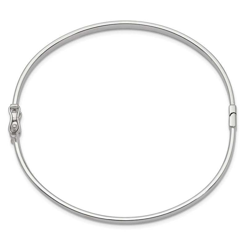 14k White Gold Polished 4.00mm Hinged Oval Bangle Bracelet DB499