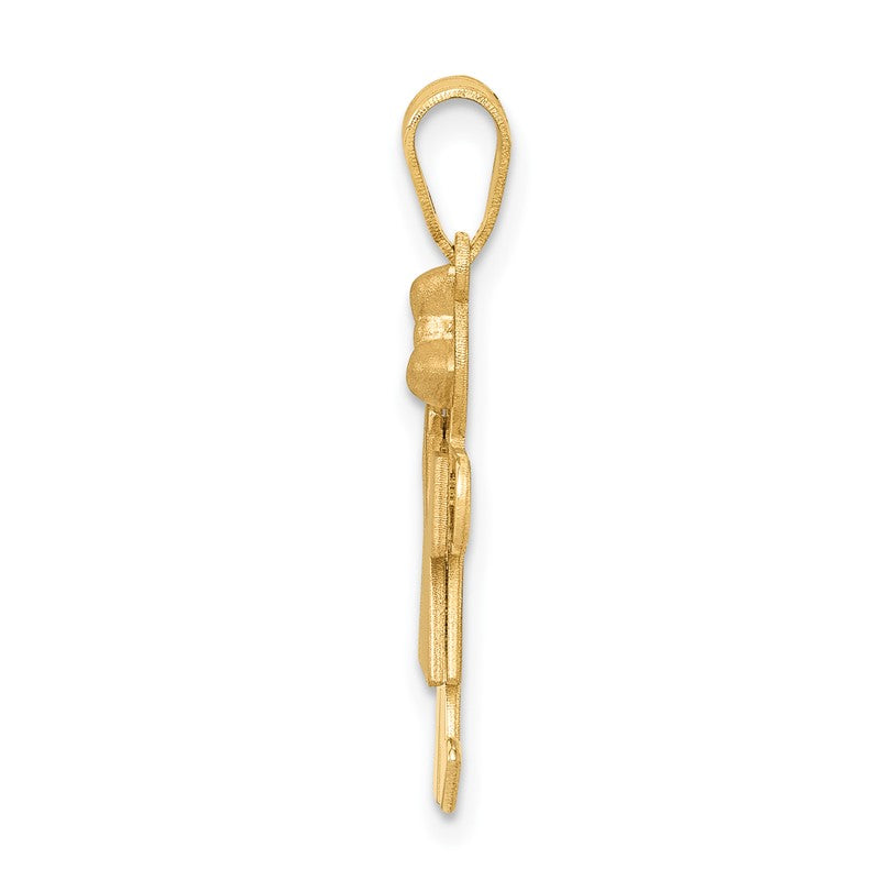 14k Two-tone The Kids Small Girl with Bow on Right Engravable Kiss Charm XK218