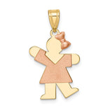 14k Two-tone The Kids Small Girl with Bow on Right Engravable Kiss Charm XK218
