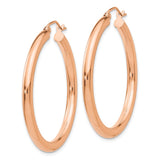 14k Rose Gold 3x35mm Polished Lightweight Tube Hoop Earrings T1007