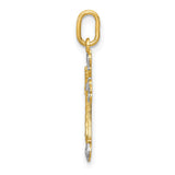 14K and White Rhodium Cross Charm XR1208