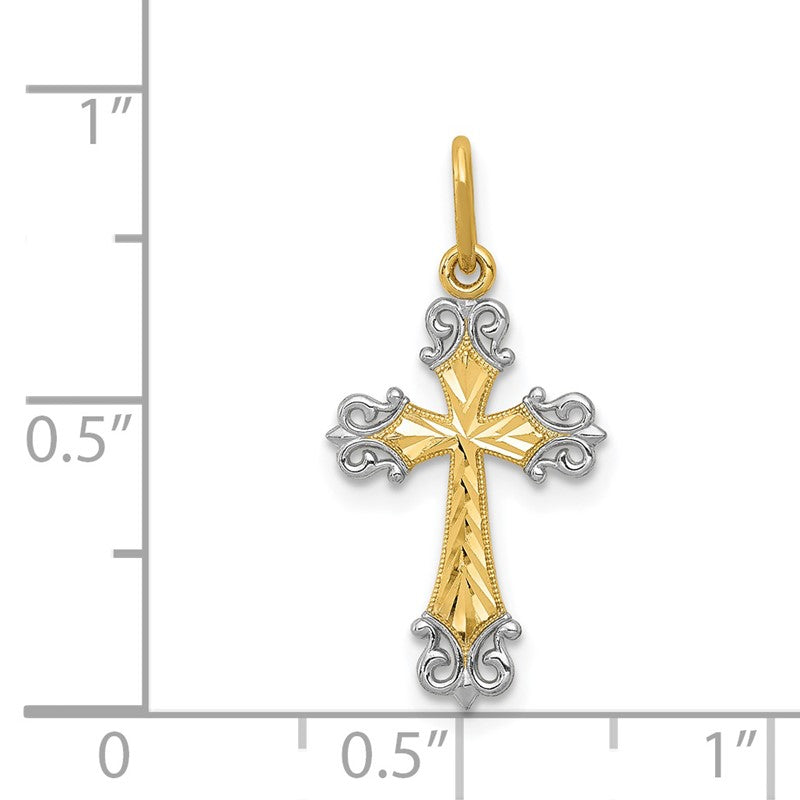 14K and White Rhodium Cross Charm XR1208