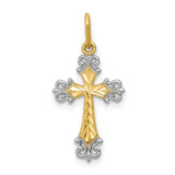 14K and White Rhodium Cross Charm XR1208