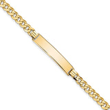 14k Polished Solid Chain/Solid Plate Flat Curb Link 32.5x6.5mm Plate 7 inch ID Bracelet LID74