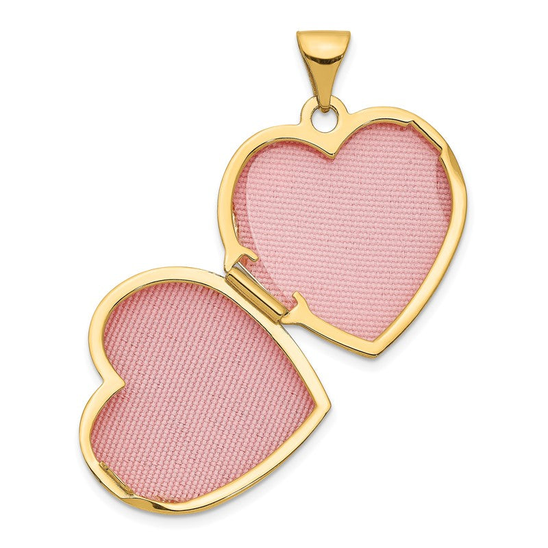 14k with White Rhodium DAUGHTER Script Floral 18mm Heart Locket XL469
