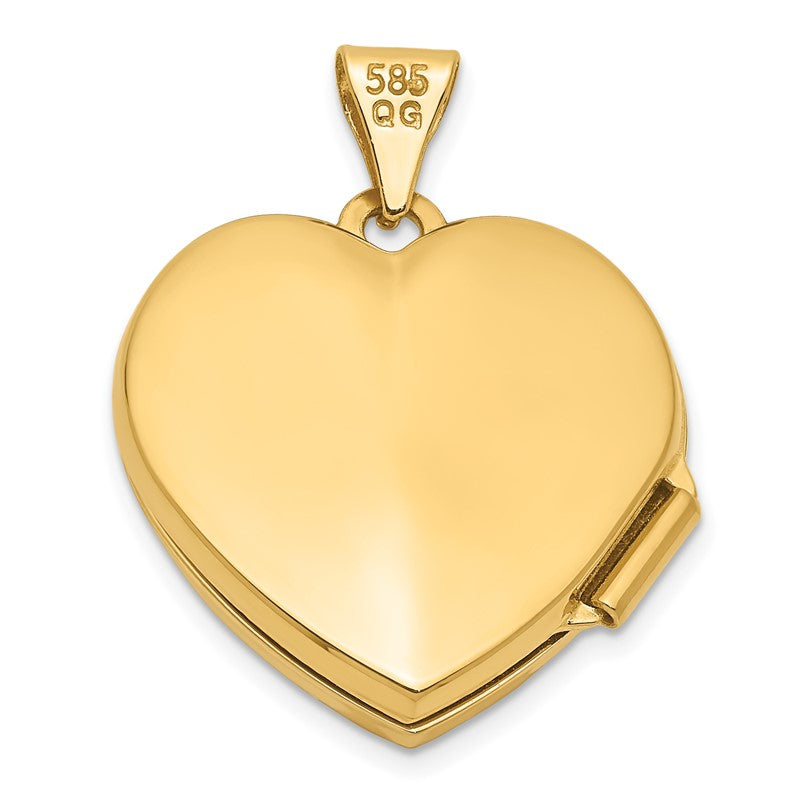14k with White Rhodium DAUGHTER Script Floral 18mm Heart Locket XL469