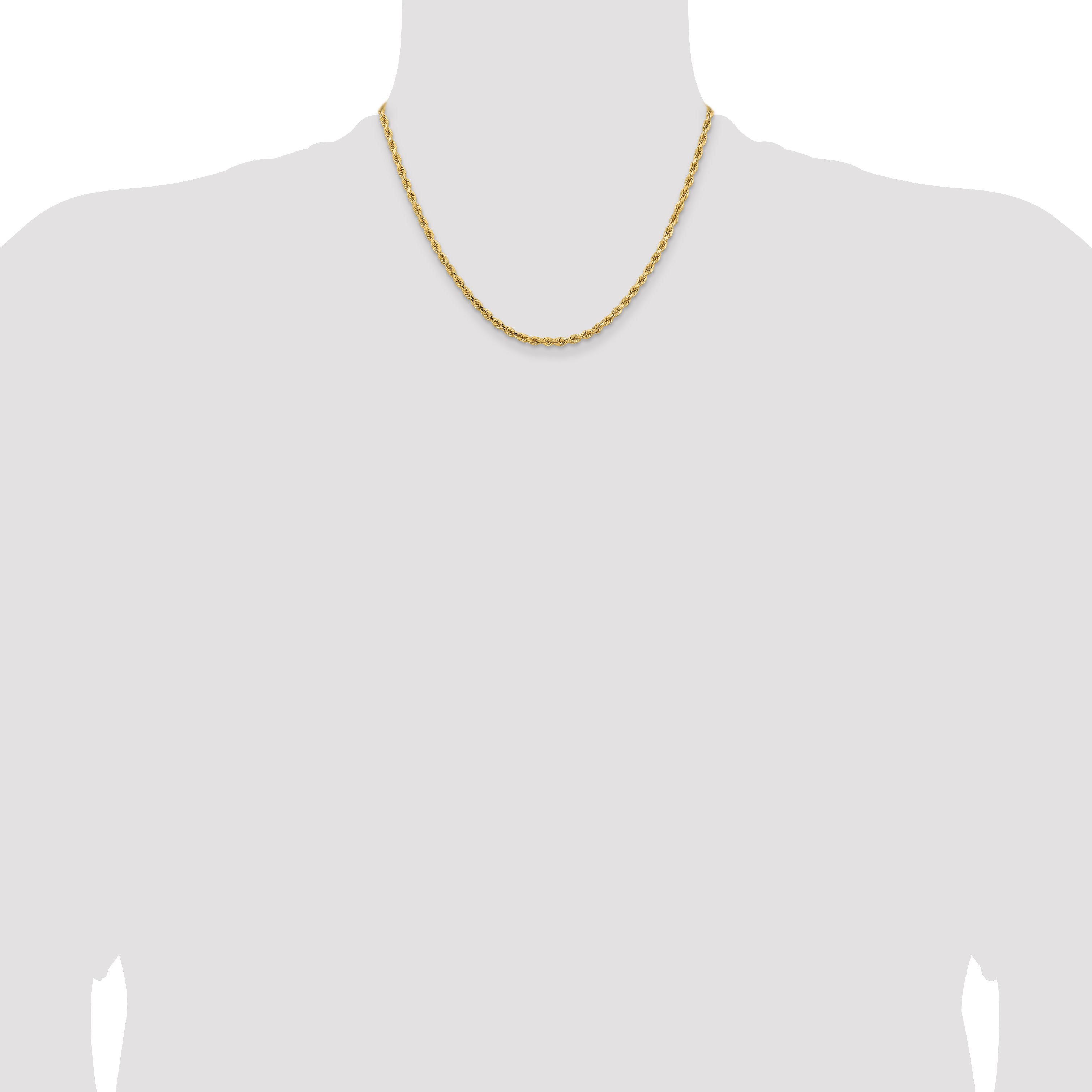 14K 26 inch 3.25mm Diamond-cut Rope with Lobster Clasp Chain 024L