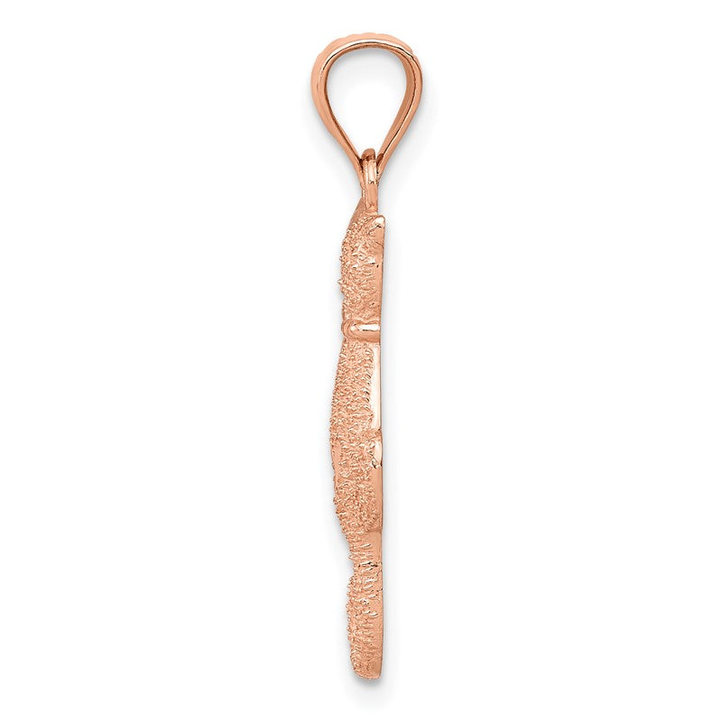 14k Rose Gold Polished and Satin Diamond-cut Two Sitting Cats Pendant C4501