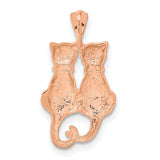 14k Rose Gold Polished and Satin Diamond-cut Two Sitting Cats Pendant C4501