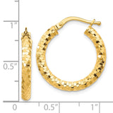 14K 3x22mm Diamond-cut Tube Hoop Earrings TF1701