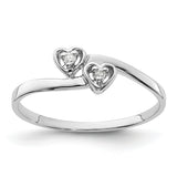 14k White Gold Polished VS Diamond Two Hearts Ring Y1836VS
