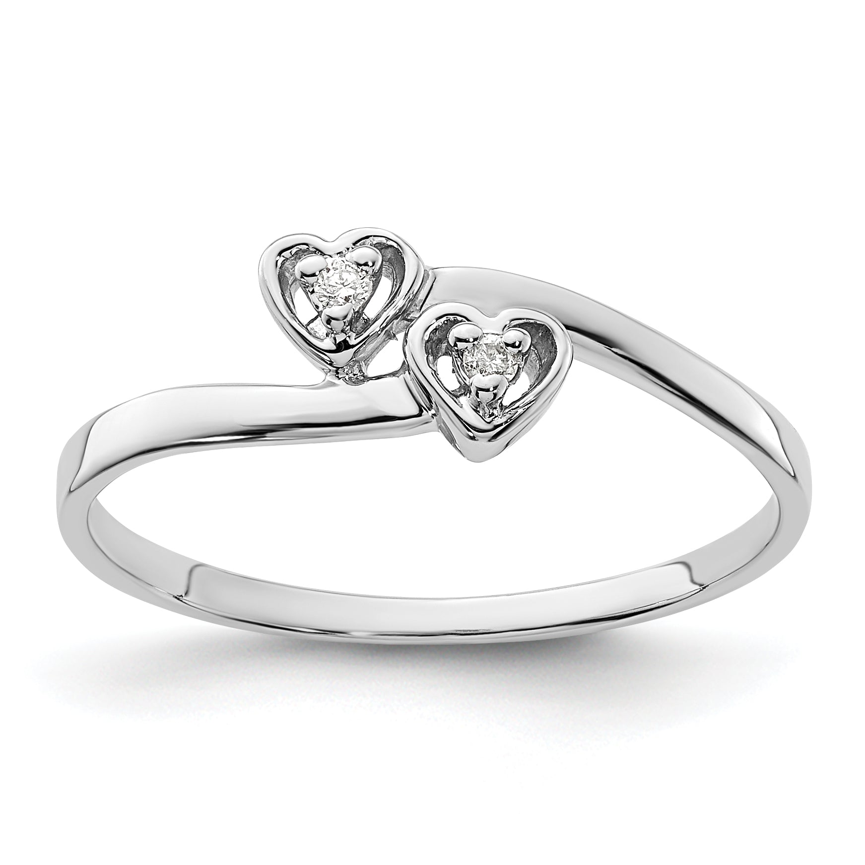 14k White Gold Polished VS Diamond Two Hearts Ring Y1836VS