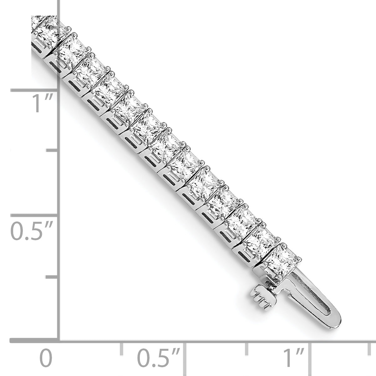 14k White Gold Complete 6.6 carat Princess AAA Diamond 4-prong 7 inch Tennis Bracelet X10024WAAA
