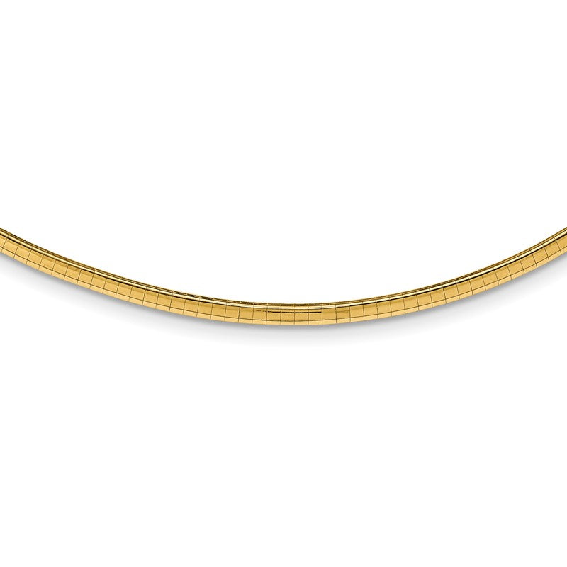 14k Polished 3mm Standard Weight 16 inch Domed Omega Necklace OD3