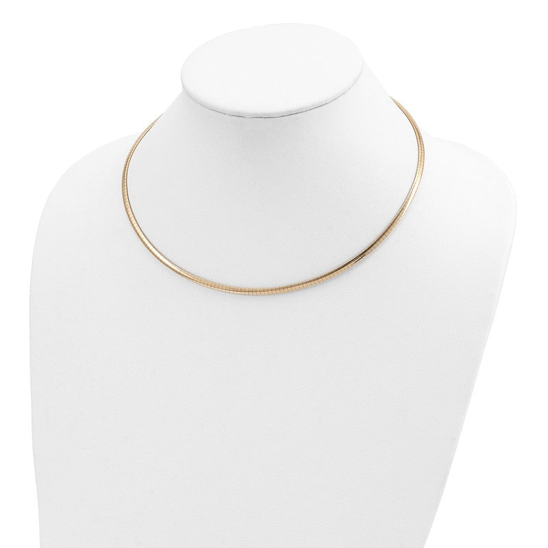 14k Polished 3mm Standard Weight 16 inch Domed Omega Necklace OD3