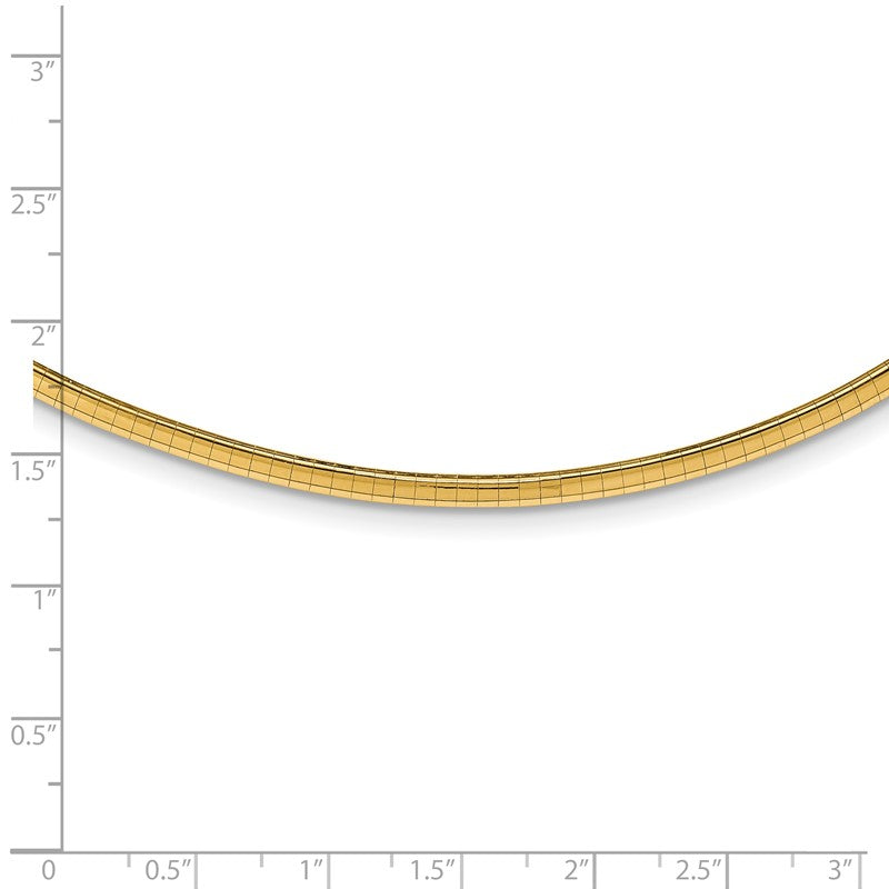 14k Polished 3mm Standard Weight 16 inch Domed Omega Necklace OD3