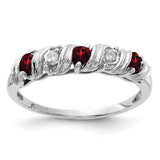 14k White Gold 2.75mm Round Garnet and AAA Diamond Twist Ring Y4719GA/AAA