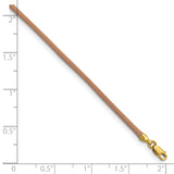 14k Yellow Clasp 2mm 16 inch Natural Leather Cord Necklace XG263