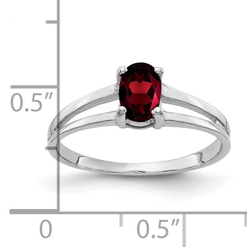 14k White Gold 6x4mm Oval Garnet Ring Y2074GA