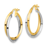 14k Two Tone Polished Double Hoops TF1194